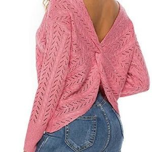 Backless Pullover Crossover Sweater